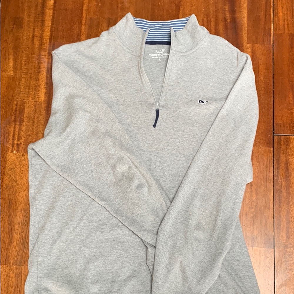 Men'sVineyard Vines Gray Quarter-Zip Sweater